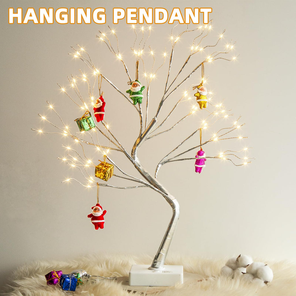PEIDUO Home Decor, 2FT Birch Tree with LED Lights, Warm White Light up Tree Lamp, Artificial Trees for Home Table Inside, Battery Powered, Timer (2PK)