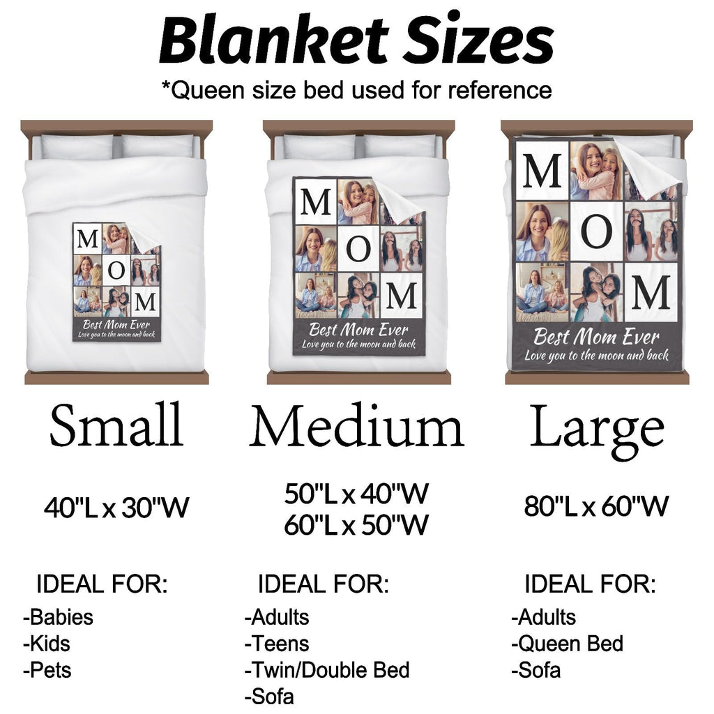 inkArts Custom Blanket Throws with Photos Text Personalized with Picture Customizable, Customize for Mom, Dad, Couple, Girlfriend, Boyfriend, Husband & Wife