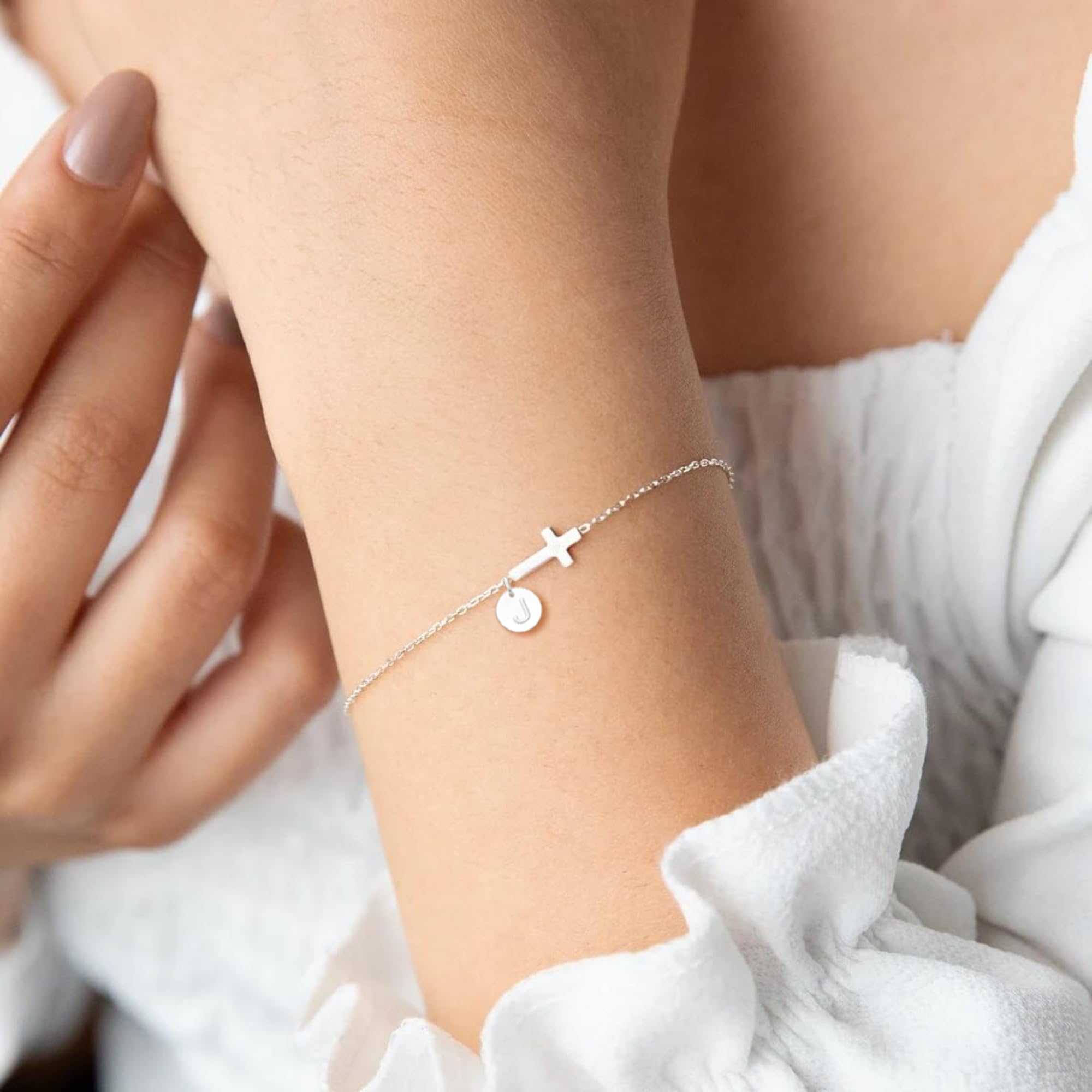Stocking Stuffers for Teens Women, Cross Bracelet for Women Graduation Gift Dainty Cross Bracelet with Initials Christian Gifts for Women Teen Girl Gift Confirmation Baptism Religious Jewelry Birthday Mothers Day Gifts