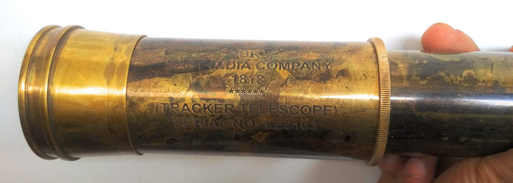 Rare Brass Telescope Spyglass - East India Company 1818 Tracker Vintage Pirate Spyglass Scope Antique Large Handstitched Leather Gift Box (BT-EIC17)