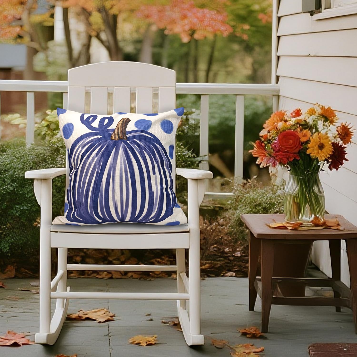Fall Pillow Covers 18x18 Inch Autumn Pumpkin Maple Leaf Throw Pillowcase Orange Cushion Case for Thanksgiving Home Farmhouse Couch Sofa Bed Indoor Outdoor Decor (Set of 4)