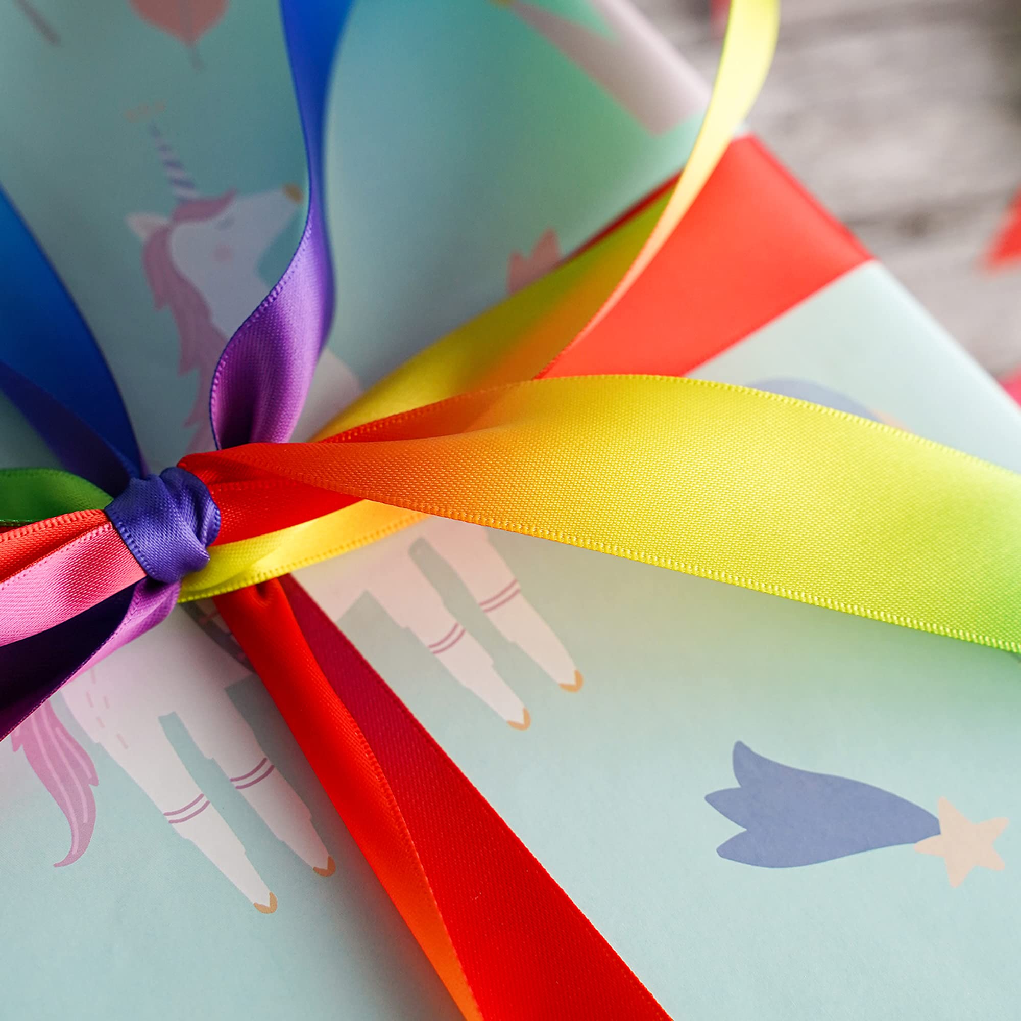 MEEDEE 3/8 Inch Satin Ribbon Set – 10 Rolls Rainbow Double Face Ribbon for Gift Wrapping, 5 Yards Each (Total 50 Yards), Decorative Ribbon for Presents & Party Favors