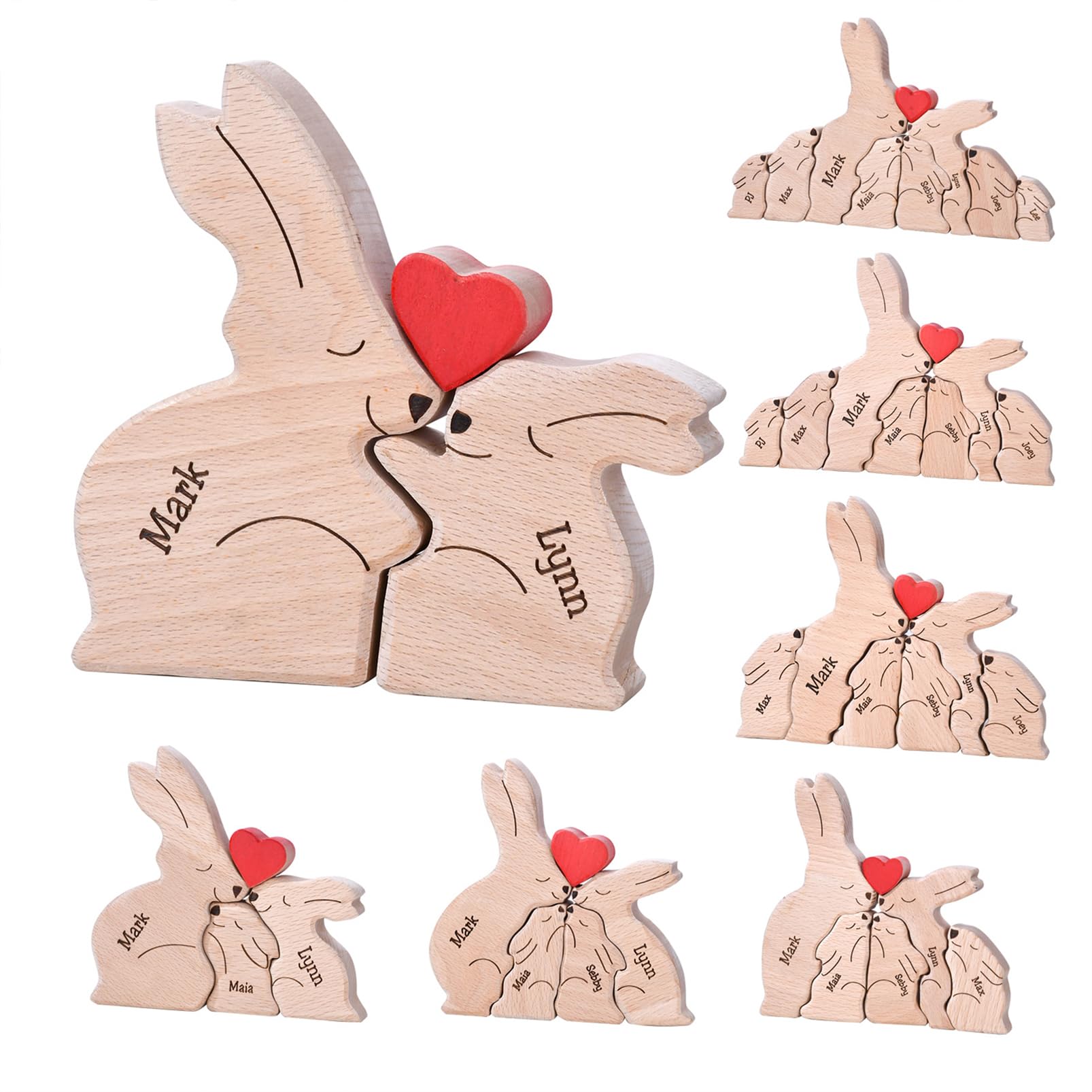 Personalized Family Name Puzzle with 2-8 Names Custom Wooden Bear Puzzle with Names Customized Wooden Puzzle Gifts for Christmas (Bear)