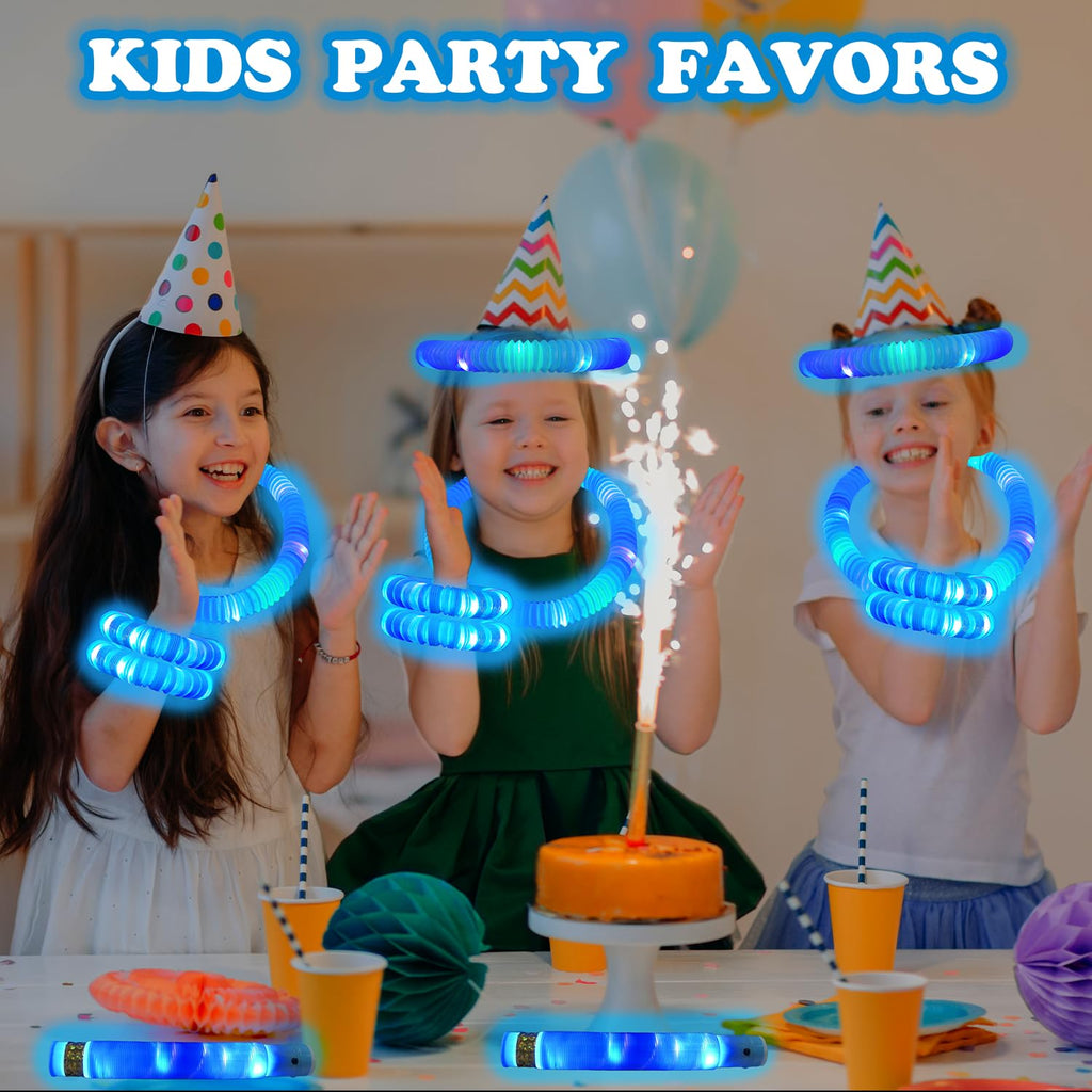 Kannove 12-24 PCS Green Glow Sticks Party Favors Supplies for Kids,4th of July LED Light up Pop Tubes for Toddlers,Neon Necklaces Bracelets Accessories,Glow Birthday Dance Camping Party Decorations