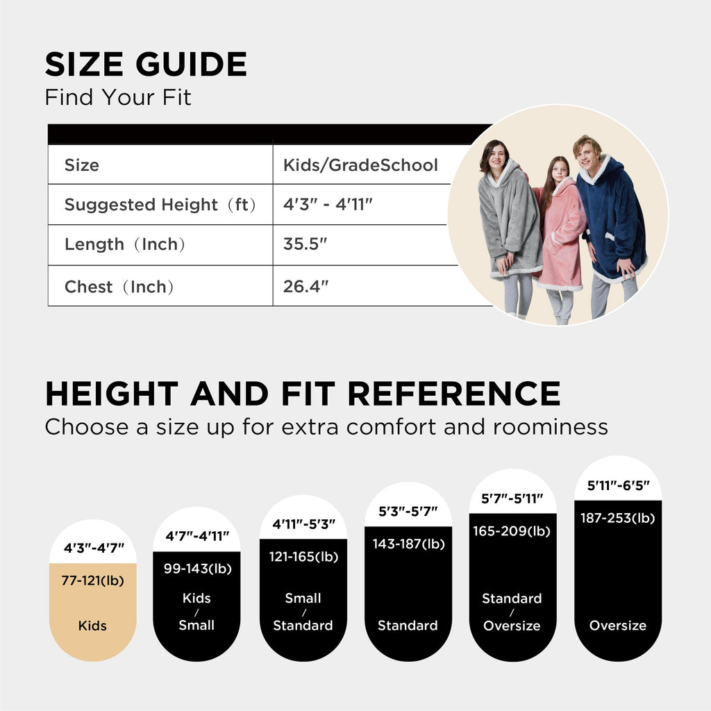 Bedsure Blanket Hoodie, Wearable Blanket Hoodie as Gifts for Mom, Birthday Gifts for Women Kids Teens Mother's Day Sherpa Sweatshirt, Grey, Standard