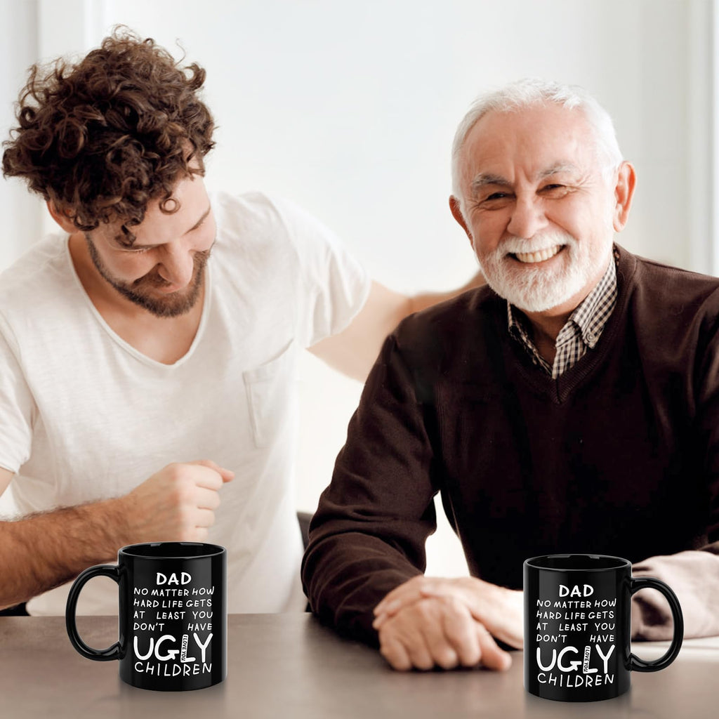 Fathers Day Dad Gifts from Daughter Son - 11oz Funny Coffee Mug for Dad Husband from Wife Kids Unique Ceramic Cup Printed on Both Sides Personalized Birthday Father’s Day Presents for Daddy Stepfather