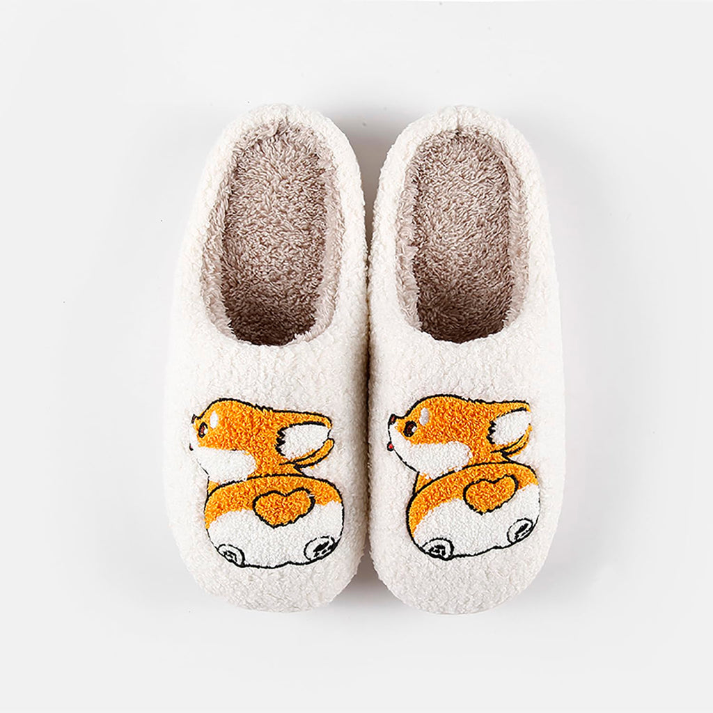 Cute Animal Slippers for Women Men Winter Fluffy Warm House Slippers Soft Plush Indoor outdoor Shoes