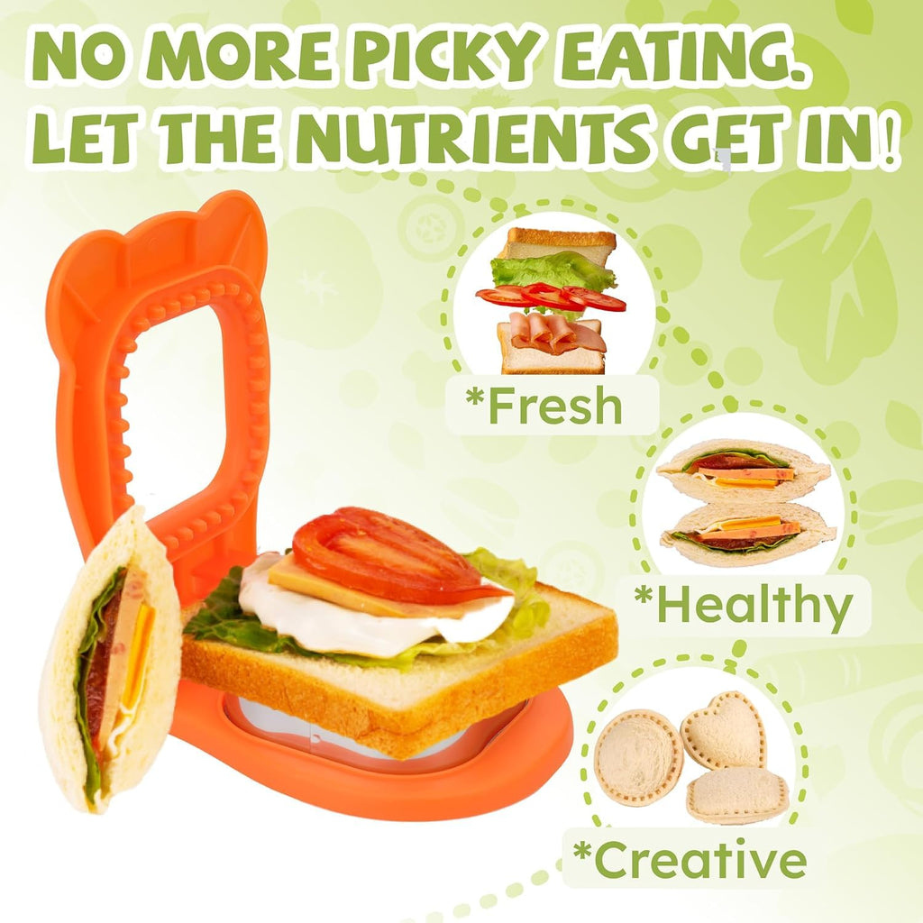 Uncrustable Sandwich Maker, Circle Shape 3.7 Inch Sandwich Cutter and Sealer for Kids Breakfast and Lunchboxes, Green
