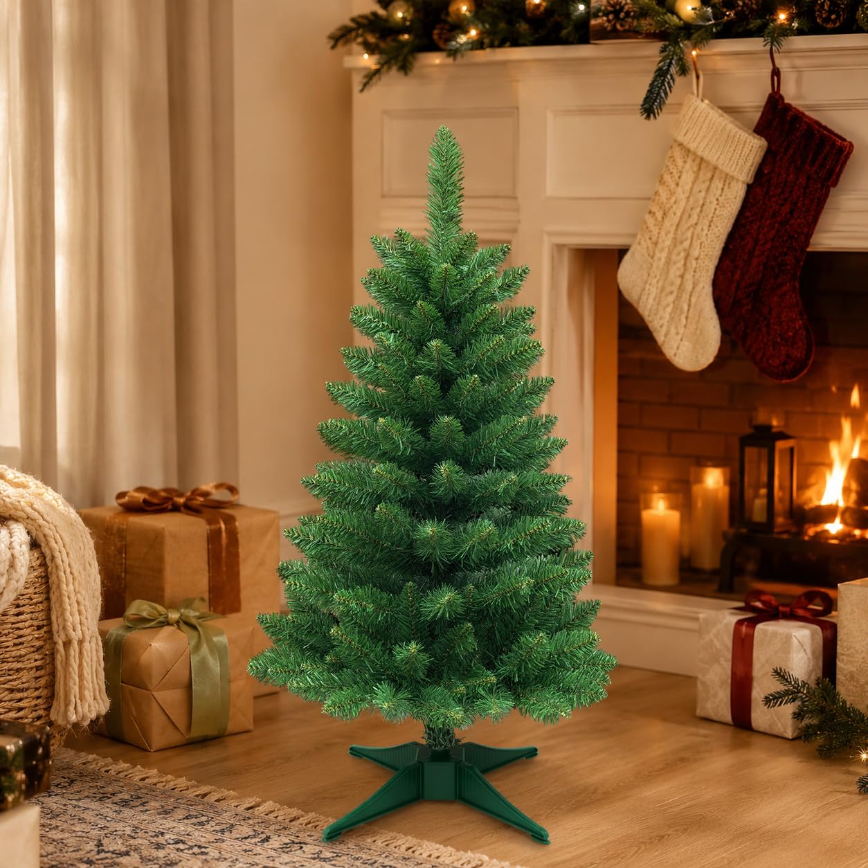 Small Christmas Tree 3FT Artificial Desktop Xmas Tree for Holiday Decor 160 Branch Tips,Green