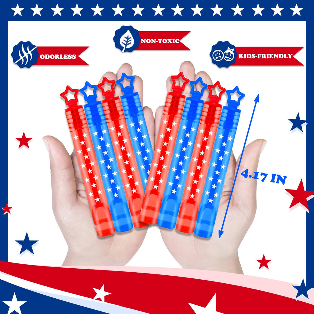 Fourth of July Party Favors Supplies for Kids,32 Pack 4th of July Mini Bubbles Goodie Treat Bags Stuffers for Toddler Boys Girls,250th Anniversary Patriotic Toys Gifts Prize Accessories Birthday Decor