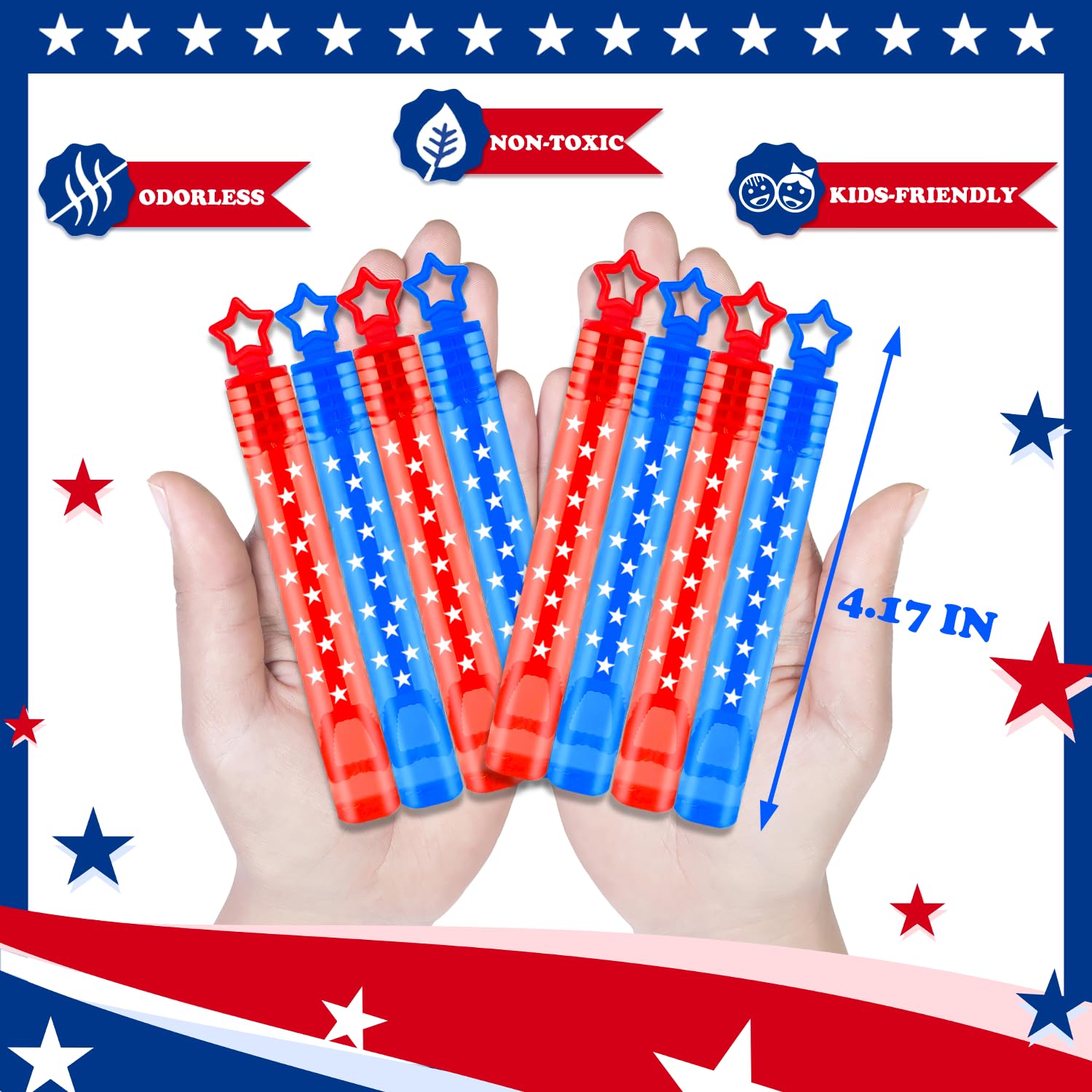 Fourth of July Party Favors Supplies for Kids,32 Pack 4th of July Mini Bubbles Goodie Treat Bags Stuffers for Toddler Boys Girls,250th Anniversary Patriotic Toys Gifts Prize Accessories Birthday Decor