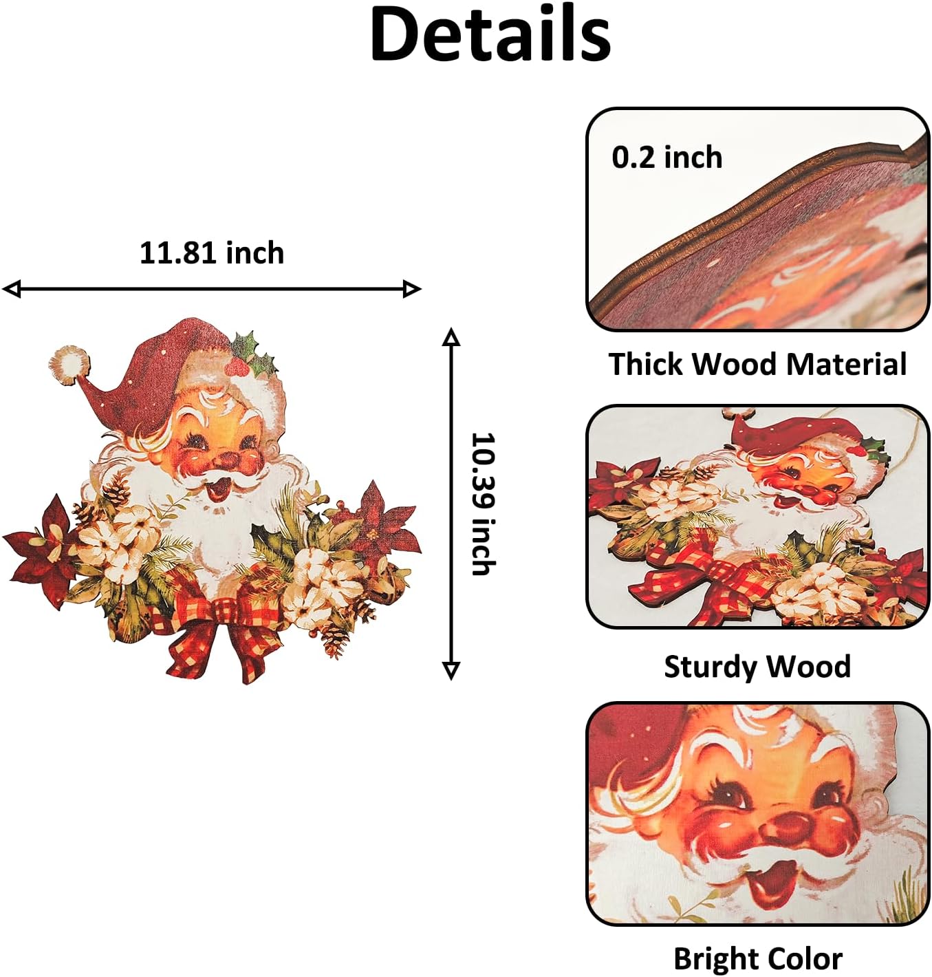 Christmas Decorations Christmas Hanging Wooden Sign - Vintage Style Santa Claus Welcome Sign for Front Door Xmas Wall Hanging Decor for Indoor Outdoor Christmas Party Supplies