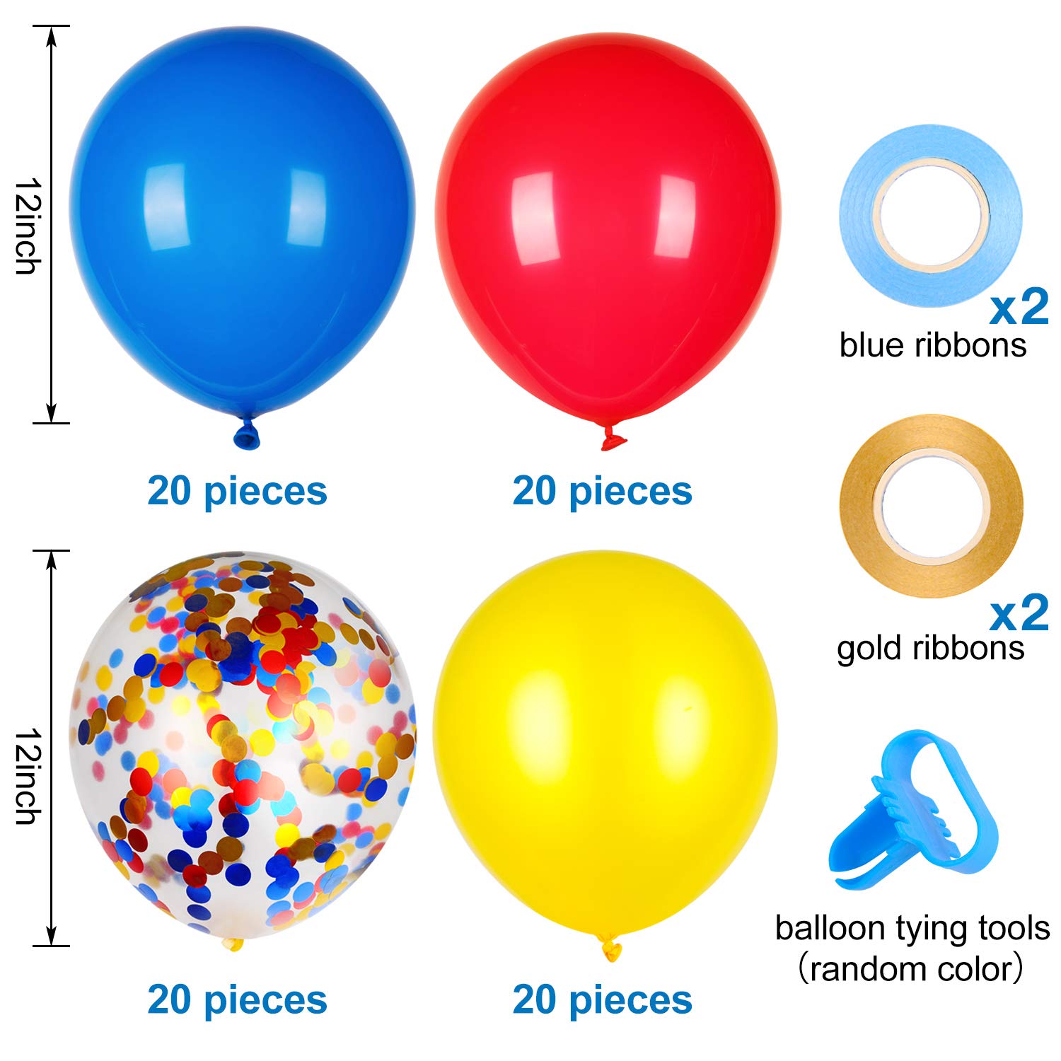 JOYYPOP 80 PCS Red White and Blue Balloons 12 Inch Patriotic Balloons with Confetti Balloons for 4th of July Decorations Independence Day 250 Anniversary Birthday Party Supplies