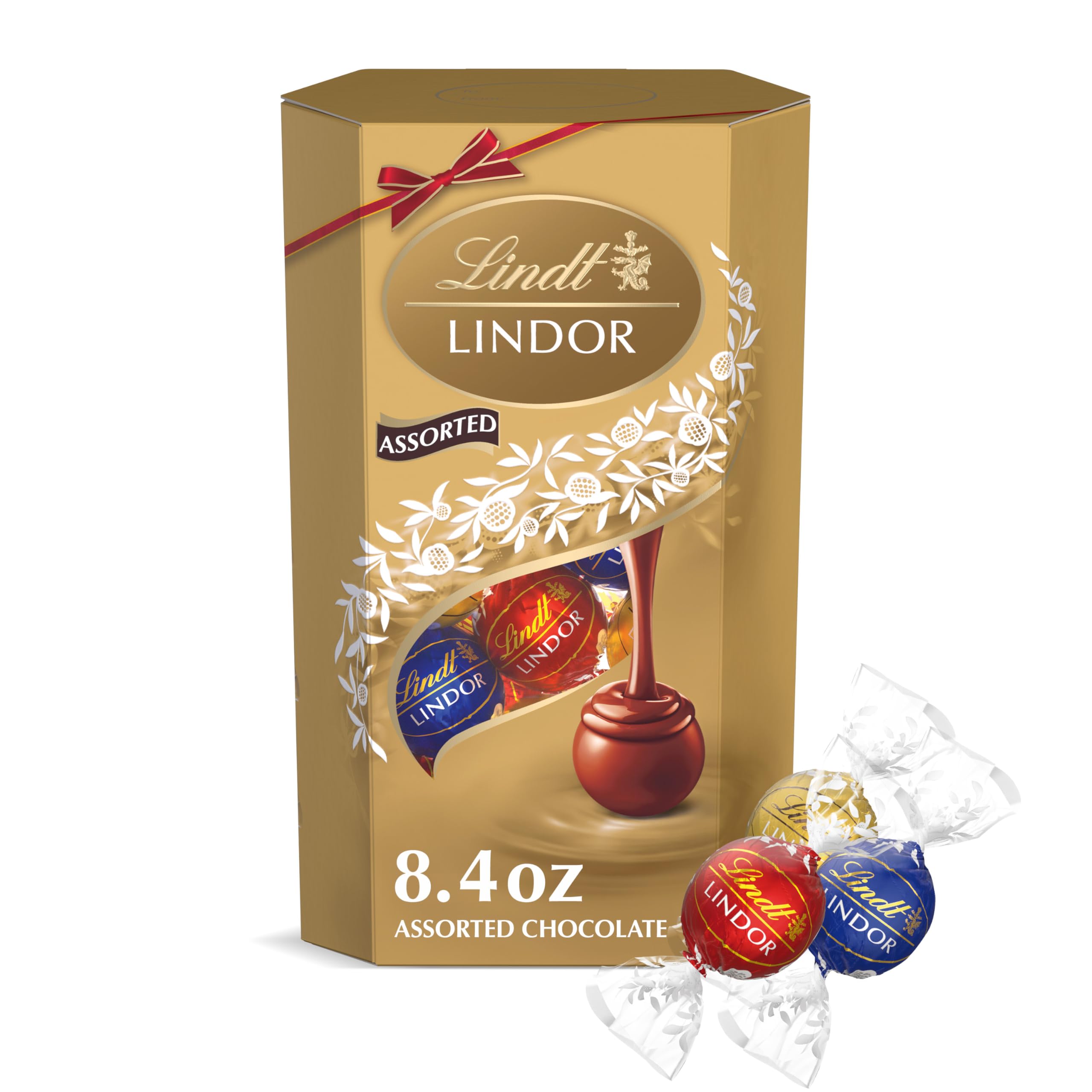 Lindt LINDOR Holiday Snickerdoodle White Chocolate Candy Truffles with Smooth, Melting Truffle Center, 8.5 oz. Bag