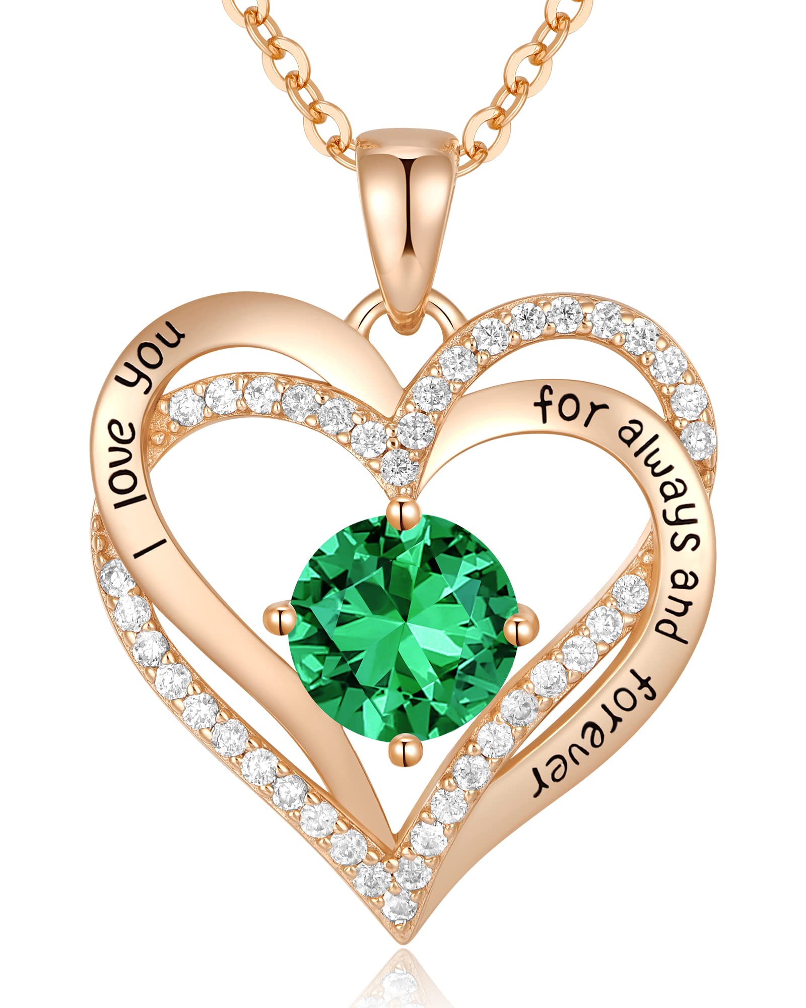 CDE Forever Love Heart Necklaces for Women, Wedding Anniversary, Valentine's，Birthday Mothers Christmas Day Gifts for Mom, Mother, Wife, S925 Silver Jewelry with Birthstone Pendant