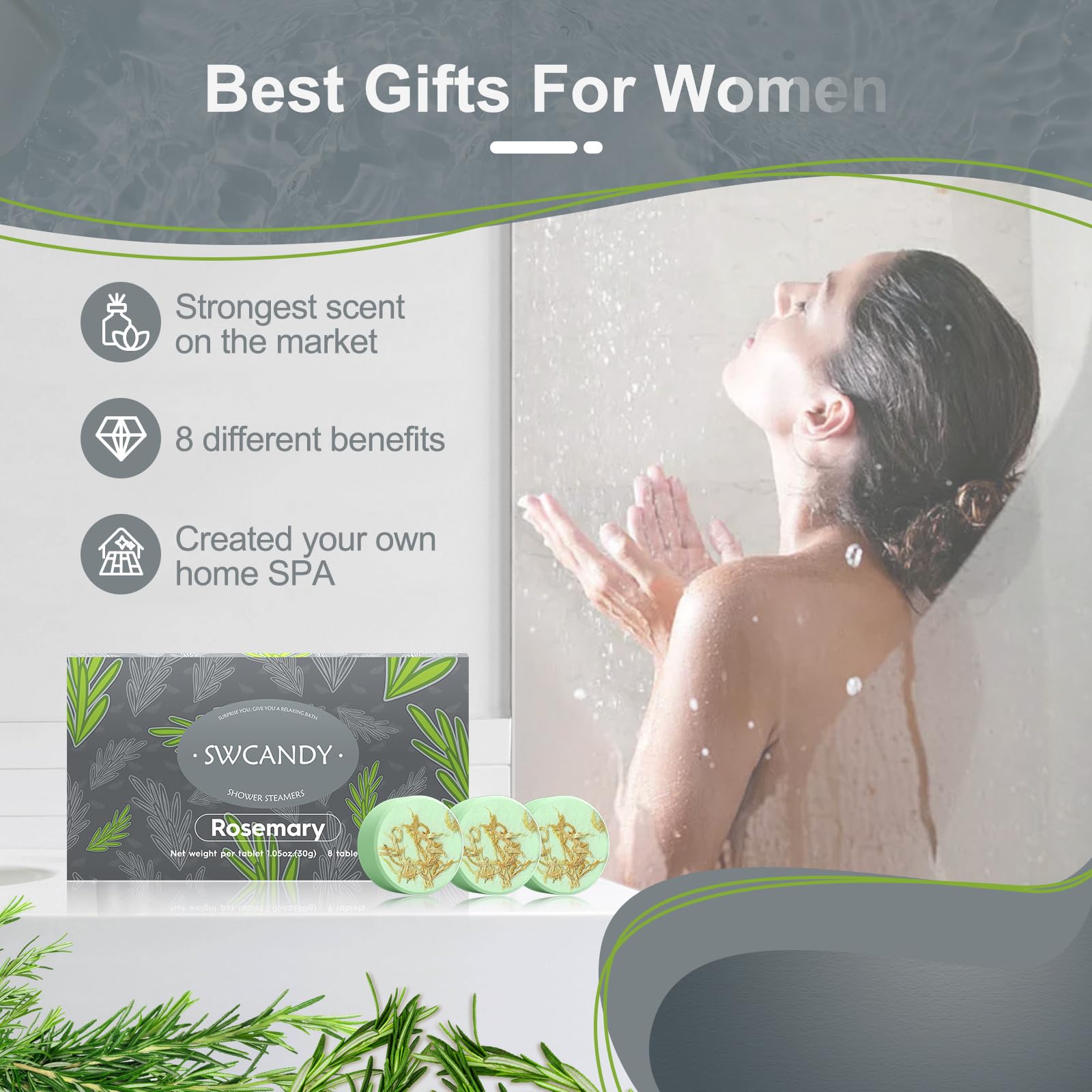 Shower Steamers Aromatherapy Birthday Gifts for Women - SWCANDY 8 Pcs Travel Essentials, Hotel Shower Spa Holidays Mom Wife Grandma Sister Her Self Care Relaxation with Natural Essential Oils Home