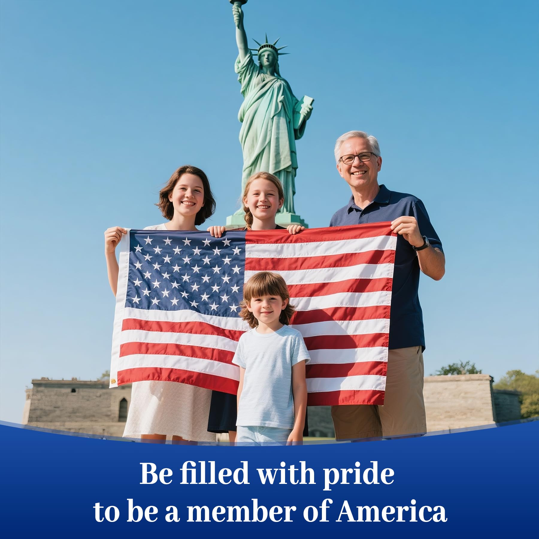 American Flag Durable Nylon 3x5 Ft Outdoor Heavy Duty,100% Nylon fabric made in the USA ,Longest Lasting Non Fading American Flags for Outside 3x5,Waterproof Embroidered American Flag, All Weather US Flags Use Outdoor High Wind,Tear Proof America Flag Sew