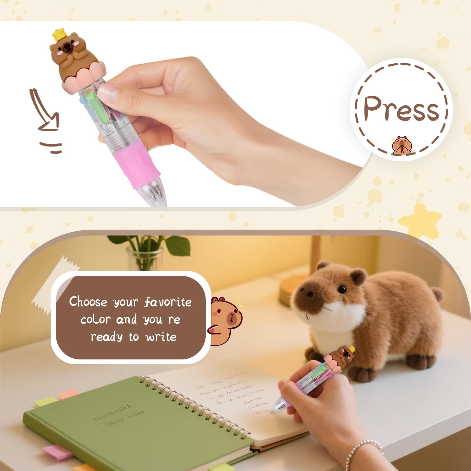 CZWZ 20Pcs Mini Multicolor Pens in One 4-in-1 Cute Pens Bulk for Kids, Fun Kawaii Ballpoint Pens for Birthdays and Children's Party Favors Gifts Teacher School Supplies