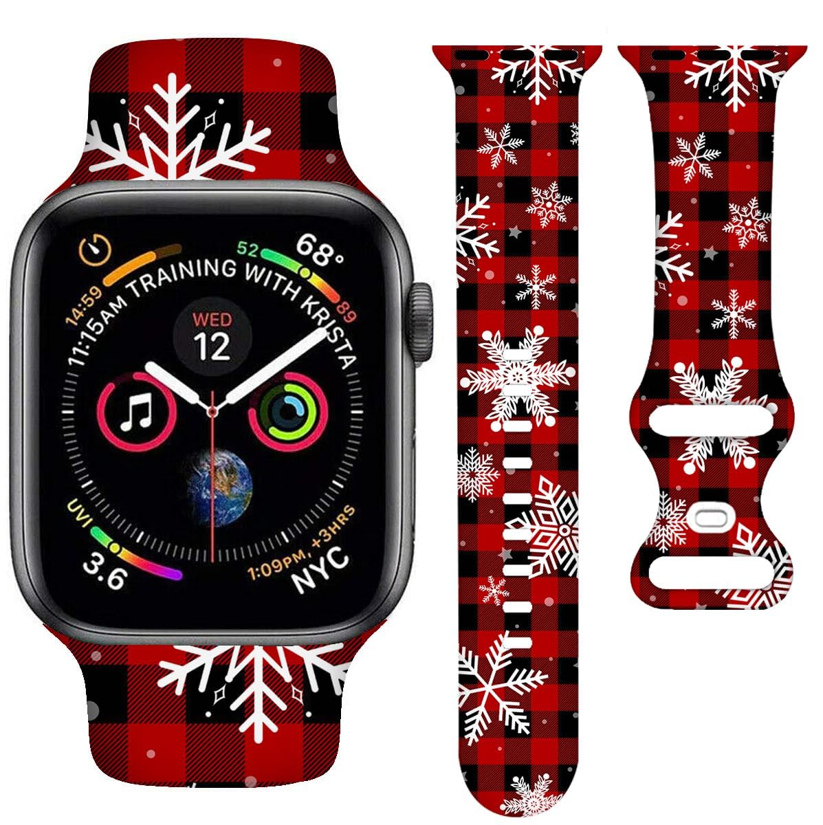 Holiday Watch Bands Compatible Watch 38mm 40mm 41mm 42mm for Women Men, Adjustable Soft Silicone Replacement Smartwatch Wristband for SE Series 8/7/6/5/4/3/2/1