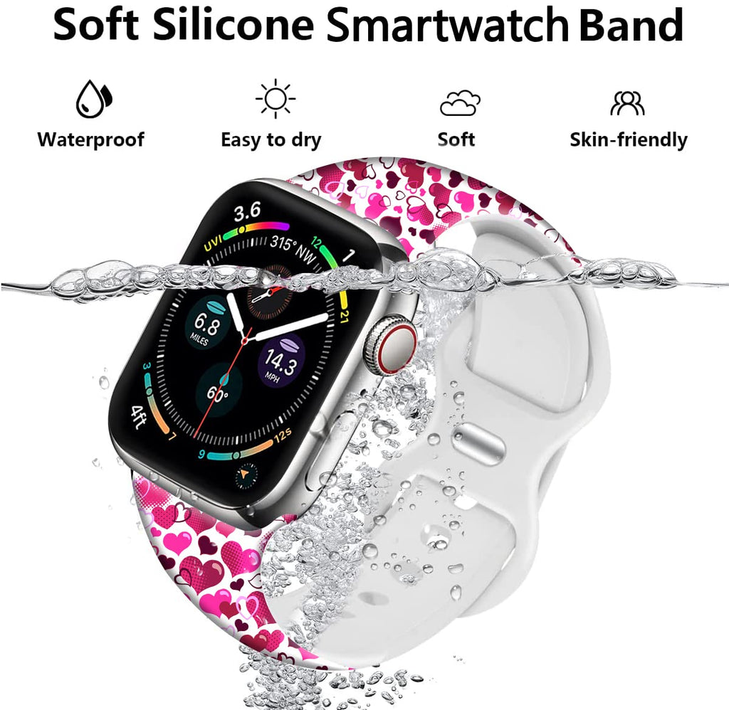 Holiday Watch Bands Compatible Watch 38mm 40mm 41mm 42mm for Women Men, Adjustable Soft Silicone Replacement Smartwatch Wristband for SE Series 8/7/6/5/4/3/2/1