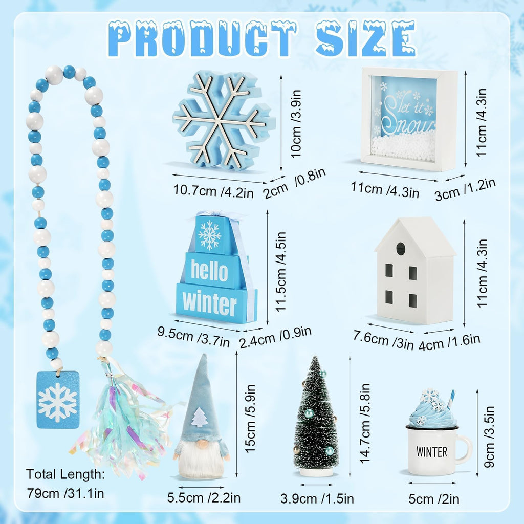 Christmas Decorations 8 PCS Tiered Tray Decor Set, Cute Tabletop Christmas Decor for Home Office Shelf Mantel Coffee Bar Xmas Table Centerpieces Tray Objects Holiday Decoration Set