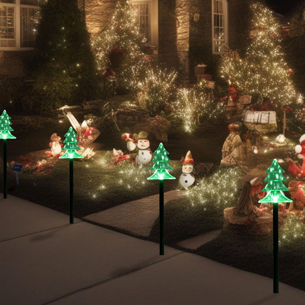 Outdoor Christmas Decorations, Solar Christmas Pathway Lights, Set of 5 Waterproof Landscape LED Lights for Yard Lawn Patio Walkway Decor