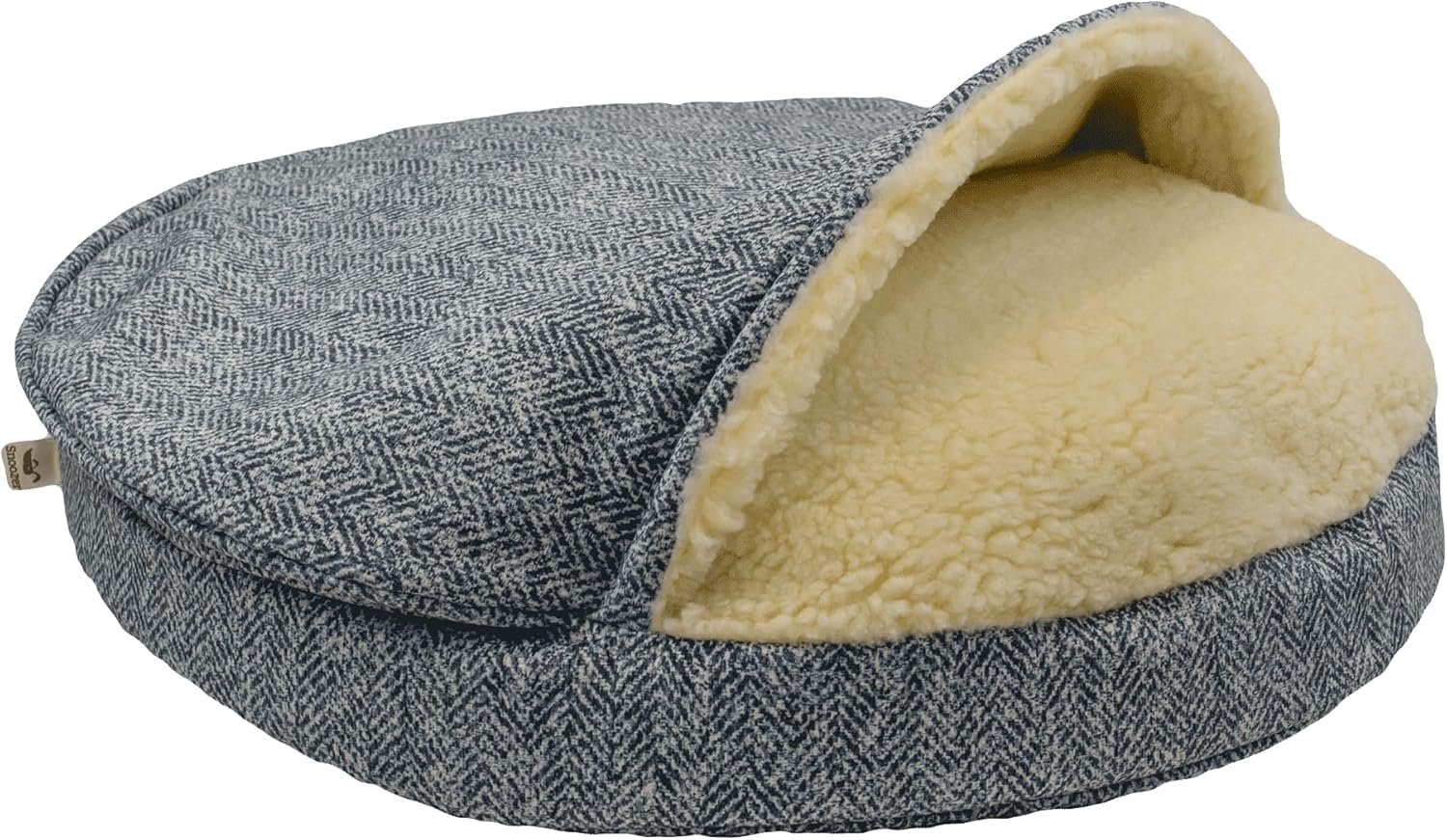 Snoozer Cozy Cave Dog Bed - Indoor Dog Bed with Cover Cave, Covered Calming Burrow for Small Sized Pets with Blanket Attached, Enclosed, Removable Washable Cover - Small, Navy