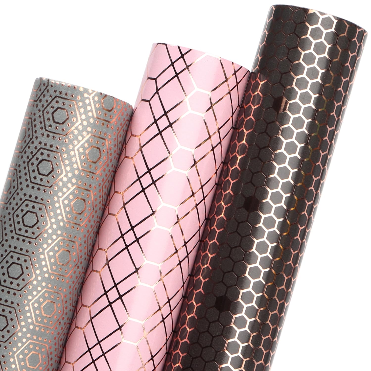 Ribbli Birthday Wrapping Paper Iridescent Gift Wrapping Paper Mini Roll, 3 Rolls Happy Birthday Polka Dots Stripes Printed Assortment - 17 inch x 120 inch(10feet) Per Roll