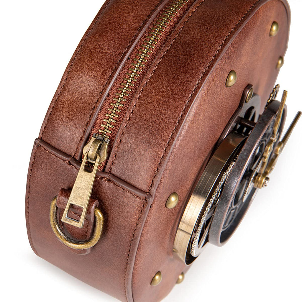 Messenger Bag Leather Retro Briefcase Steampunk Crossbody Shoulder Purse Satchel for Women Lolita Gothic Costume Accessory