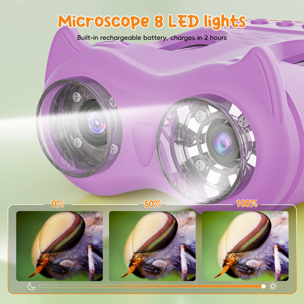 2-in-1 Kids Microscope Telescope, Temodu 2.0" 1000X Digital Microscope for Kids, HD Portable Education Telescope for Kids Birthday Festival Gift, Science Fun Toys for Children Age 4-12 (Yellow)