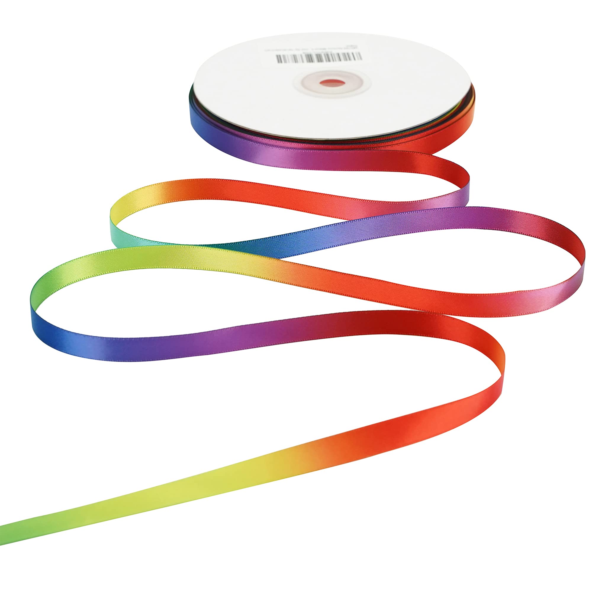 MEEDEE 3/8 Inch Satin Ribbon Set – 10 Rolls Rainbow Double Face Ribbon for Gift Wrapping, 5 Yards Each (Total 50 Yards), Decorative Ribbon for Presents & Party Favors