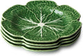 Le Jardin Green Cabbage Plates - Dinner, SET OF FOUR -11" Sculpted Green Stoneware Leaf Plates – Seasonal Garden-Inspired Tableware for Spring & Summer Dining and Entertaining