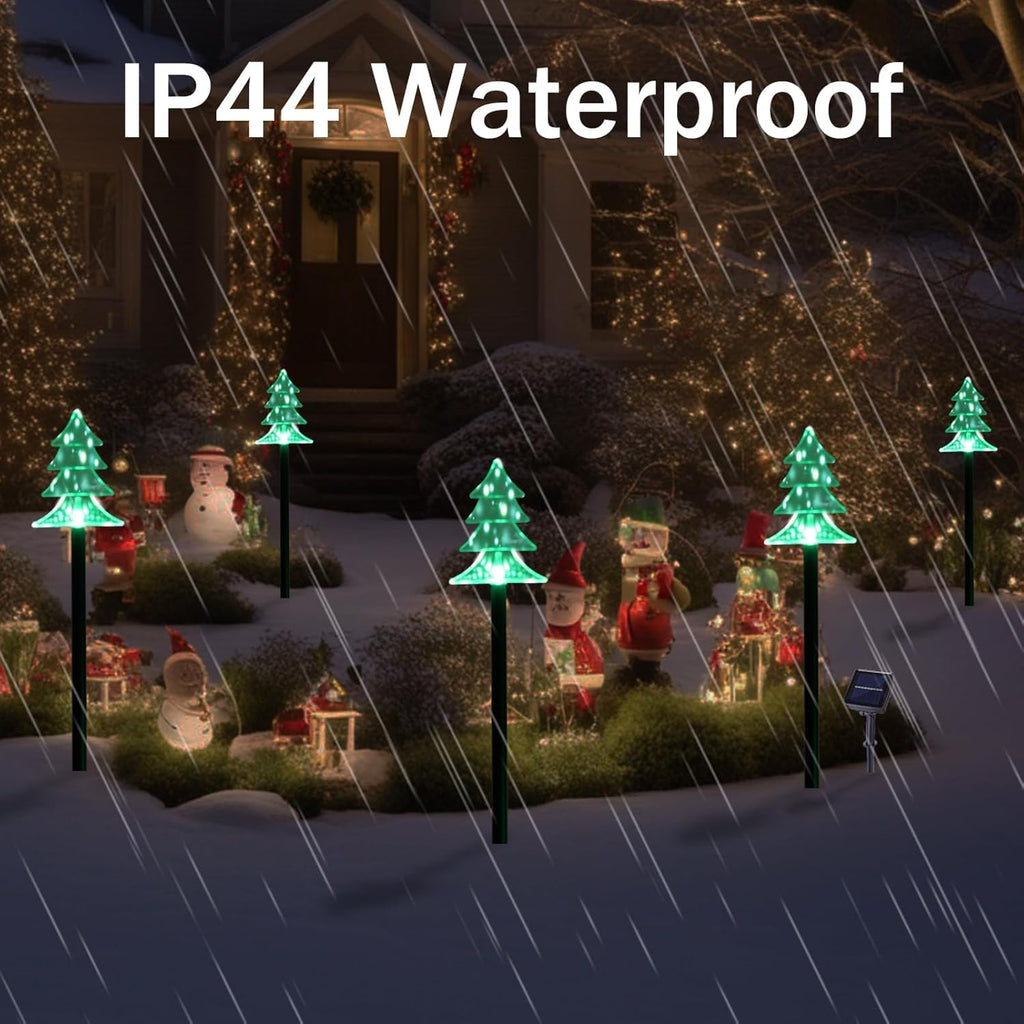 Outdoor Christmas Decorations, Solar Christmas Pathway Lights, Set of 5 Waterproof Landscape LED Lights for Yard Lawn Patio Walkway Decor