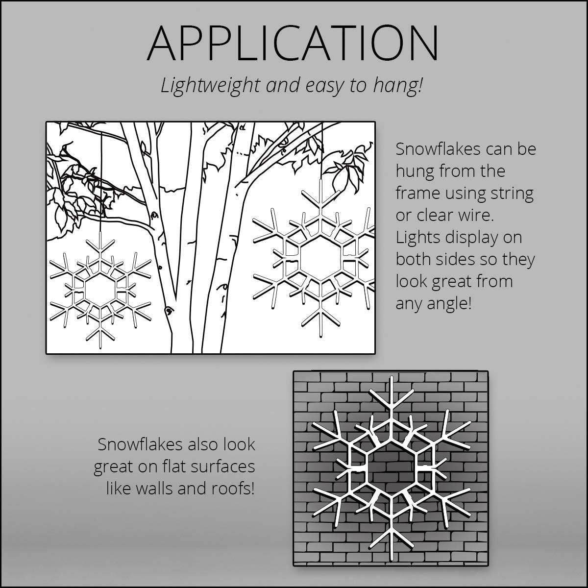 Kringle Traditions Christmas Snowflake Lights Outdoor, 105 LED 36" Folding Warm White Snowflake Hanging Light, Weather-Resistant Christmas Decoration for Yard, Window, Porch, or Eave