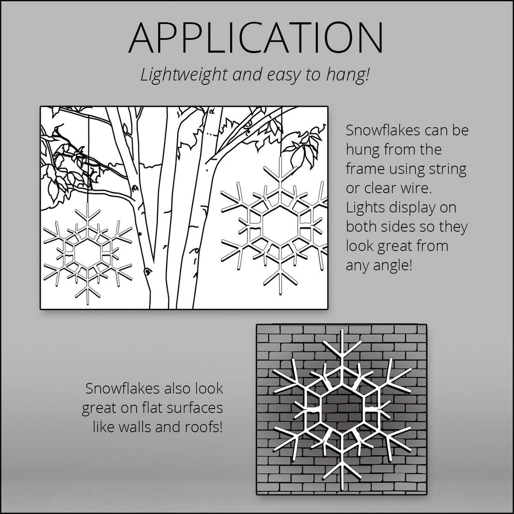 Kringle Traditions Christmas Snowflake Lights Outdoor, 105 LED 36" Folding Warm White Snowflake Hanging Light, Weather-Resistant Christmas Decoration for Yard, Window, Porch, or Eave