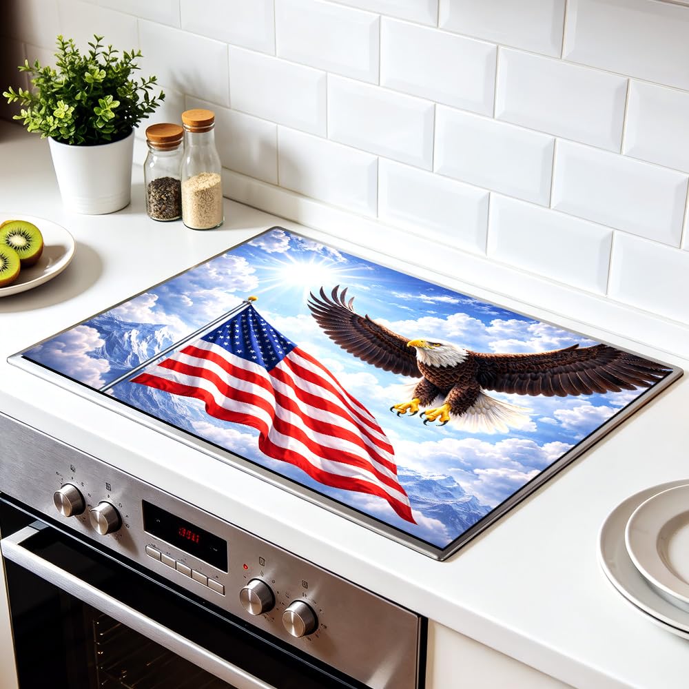 Stove Mat 28.35 x 20.47 Inch Christmas Fireplace and Tree Design Cozy Living Room Holiday Scene Decorative Kitchen Countertop Cover Reusable Flexible Mat for Gas Range Electric Stove Home Winter Décor
