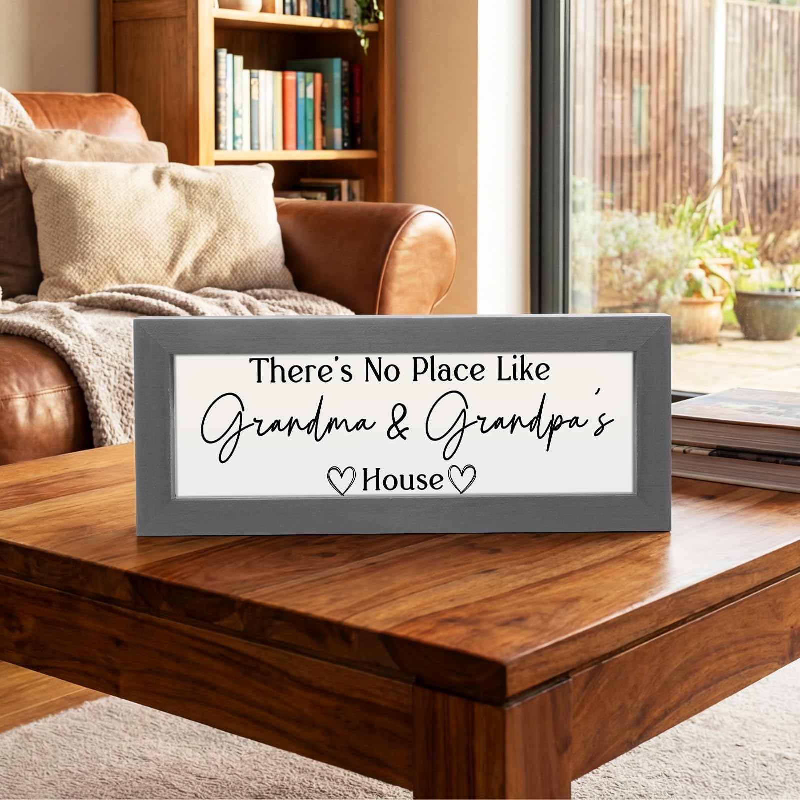 Yousoontic Grandparents Gift from Grandkids There's No Place Like Grandma & Grandpa's House Wooden Sign Farmhouse Home Decor for Birthday Christmas Thanksgiving Gift(Dark Brown,11.8 Inch)