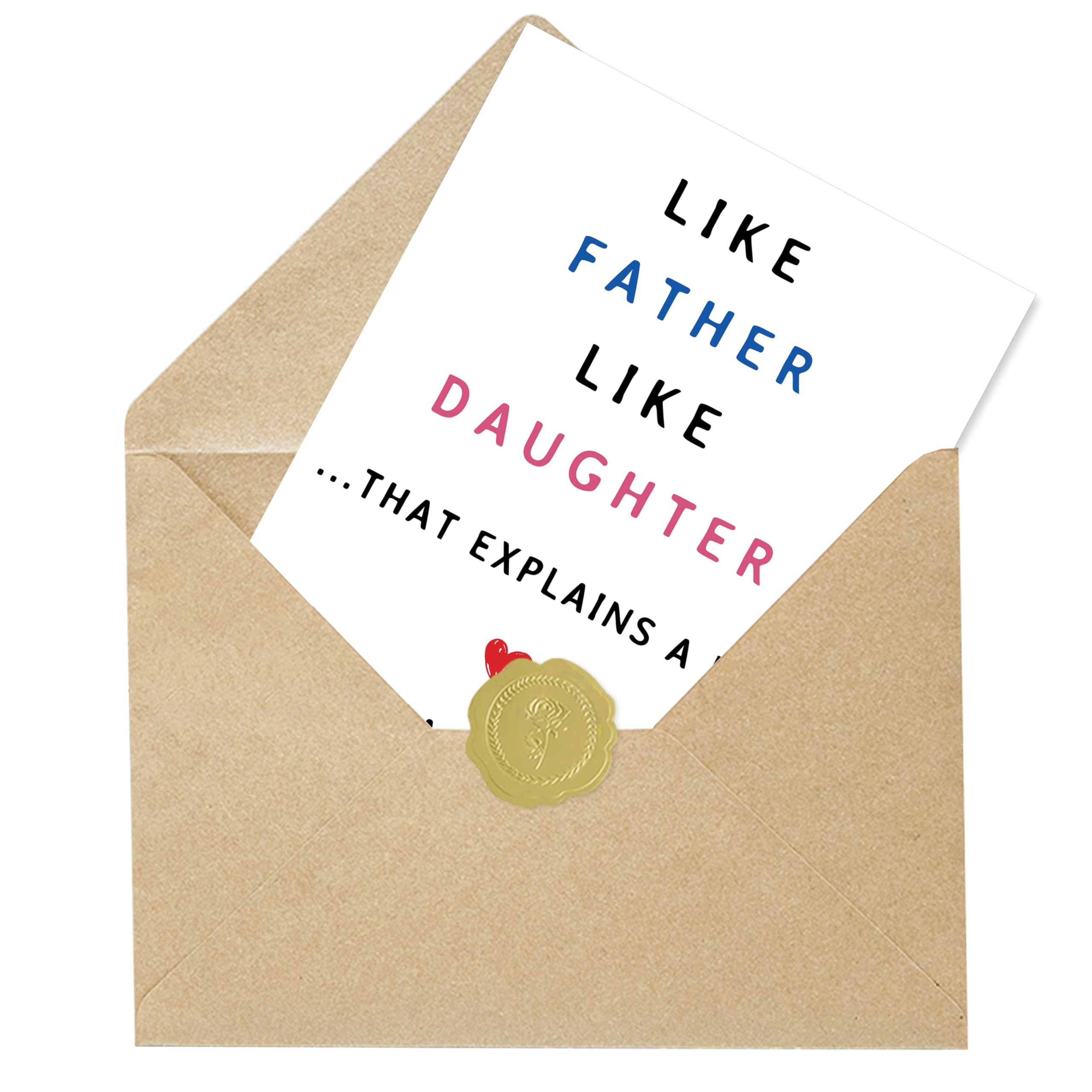 IDU Fathers Day Card, Funny Fathers Day Cards Gifts Decorations for Dad from Daughter, Happy Father's Day Cards Gifts Ideas with Envelope, Cute Humor Like Father Like Daughter Card
