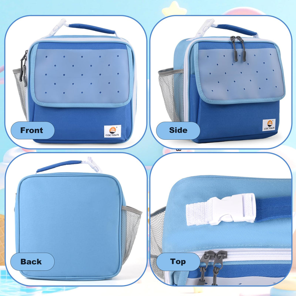 CaCTOUR Lunch Box Kids,Premium Insulated Lunchbox for Girls Boys,Soft Mini Cooler Bag Back to School Thermal Reusable Lunch Bag for Work School Picnic (Blue)
