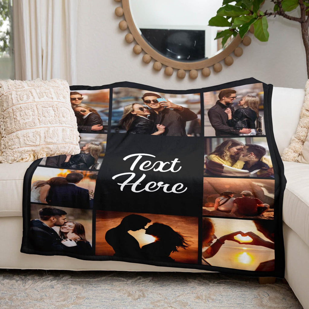 inkArts Custom Blanket Throws with Photos Text Personalized with Picture Customizable, Customize for Mom, Dad, Couple, Girlfriend, Boyfriend, Husband & Wife