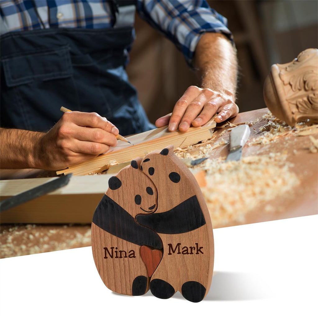 Personalized Family Name Puzzle with 2-8 Names Custom Wooden Bear Puzzle with Names Customized Wooden Puzzle Gifts for Christmas (Bear)