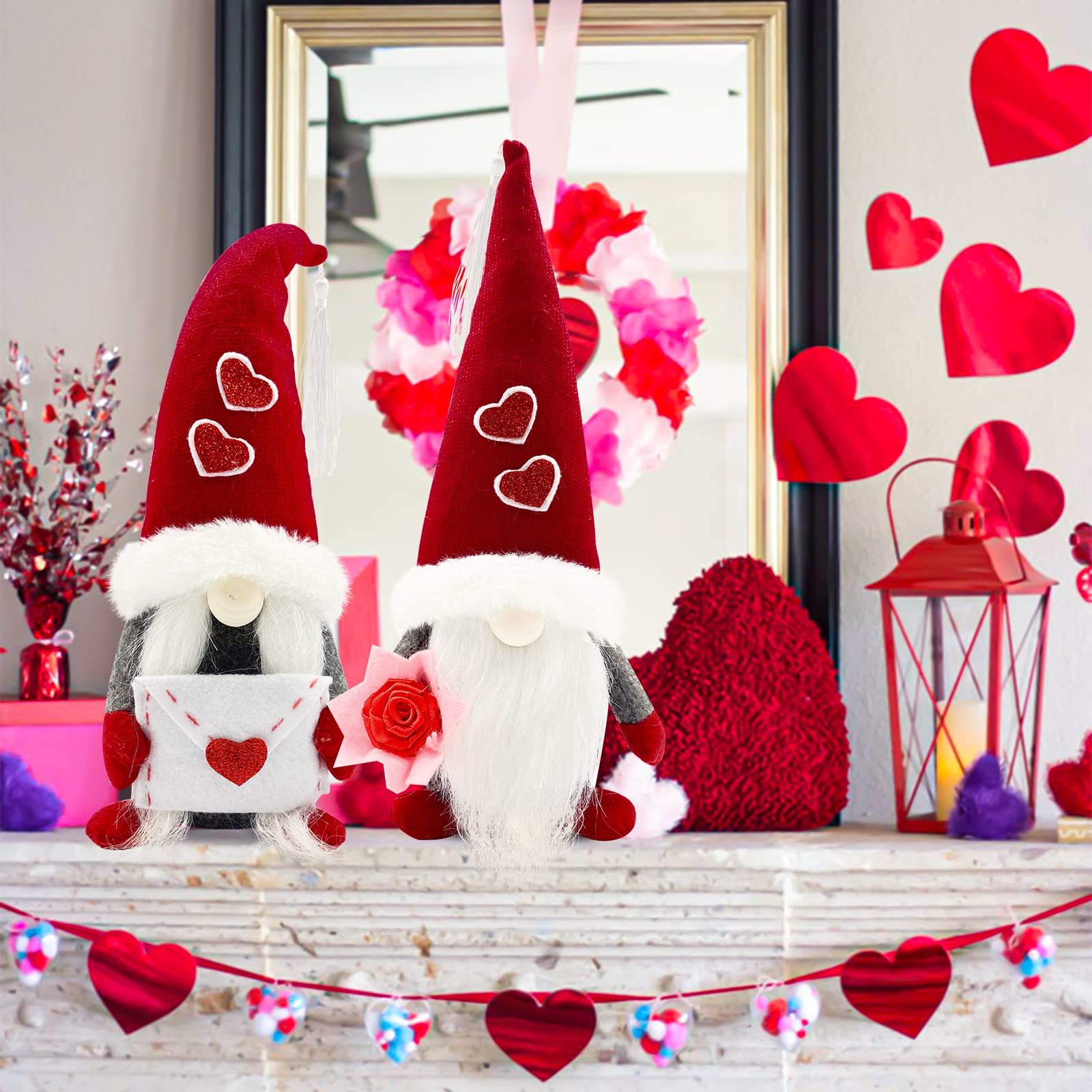 Valentines Day Decor - Valentines Day Decorations - Valentine Couple Gnomes Decorations for Home, Office - Valentine's Gifts for Her, Wife, Women, Girlfriend - Romantic Anniversary Vday Wedding Gift