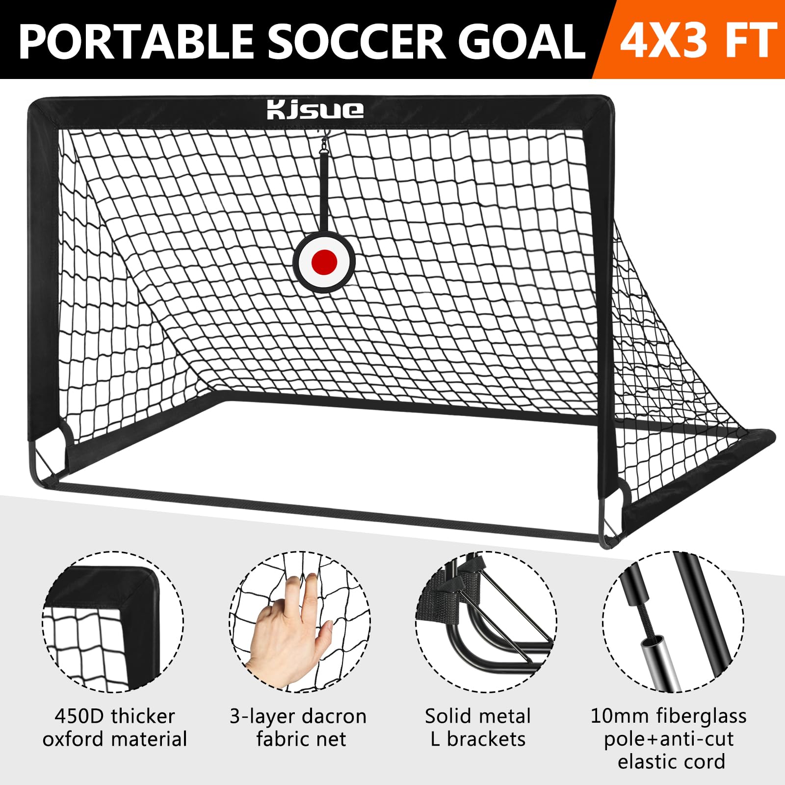 Soccer Goal, Kids Soccer Goals for Backyard Set of 2, 4 x 3ft Soccer Net Training Equipment, Pop Up Toddler Soccer Goal for Outdoor Indoor Sports Games