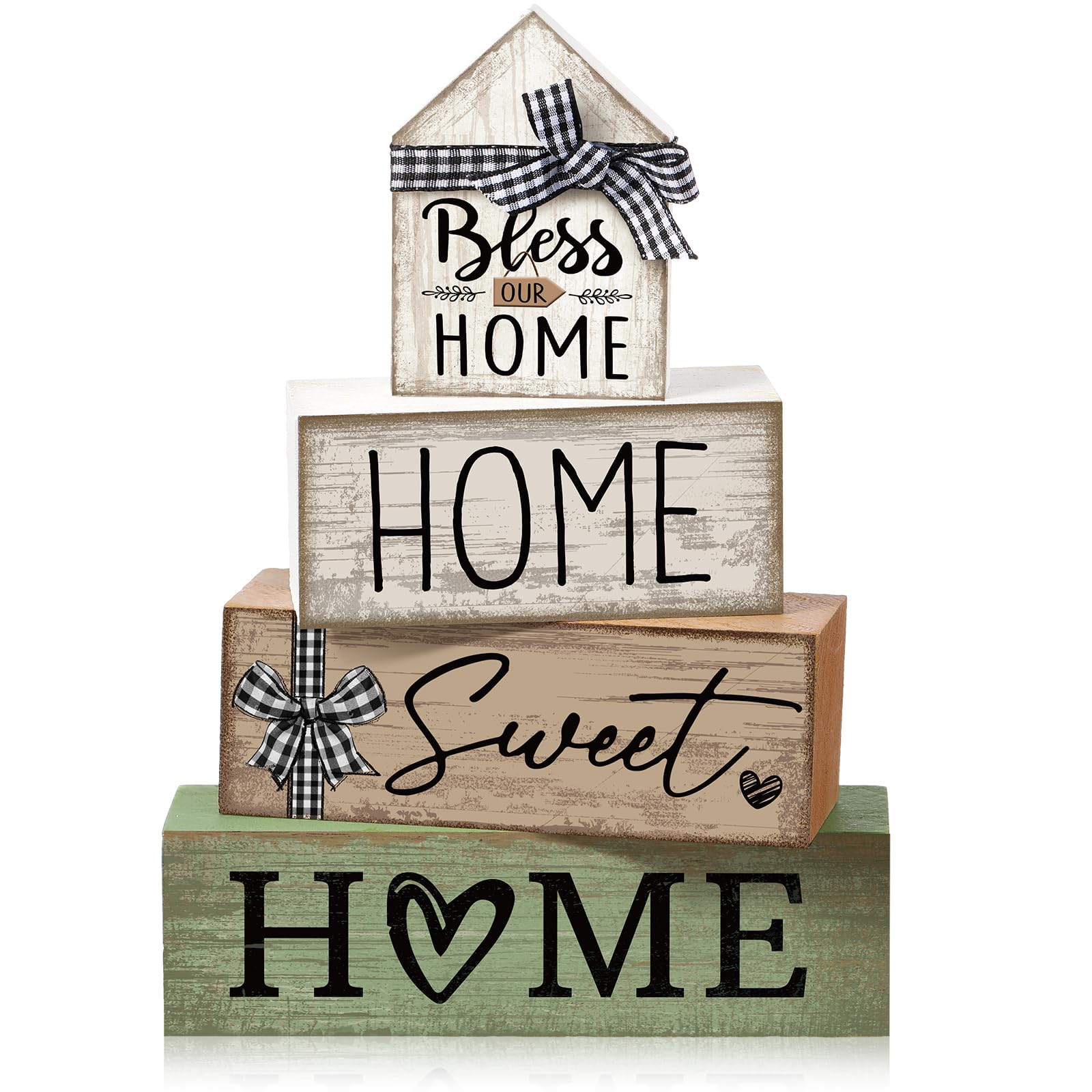 Moucuny 4 Pcs Christmas Table Decor Wooden Hot Cocoa Decoration Christmas Centerpiece Winter Tiered Tray Decor Decorative Red Hot Cocoa Block Signs Gift Farmhouse Xmas Decoration for Home Kitchen