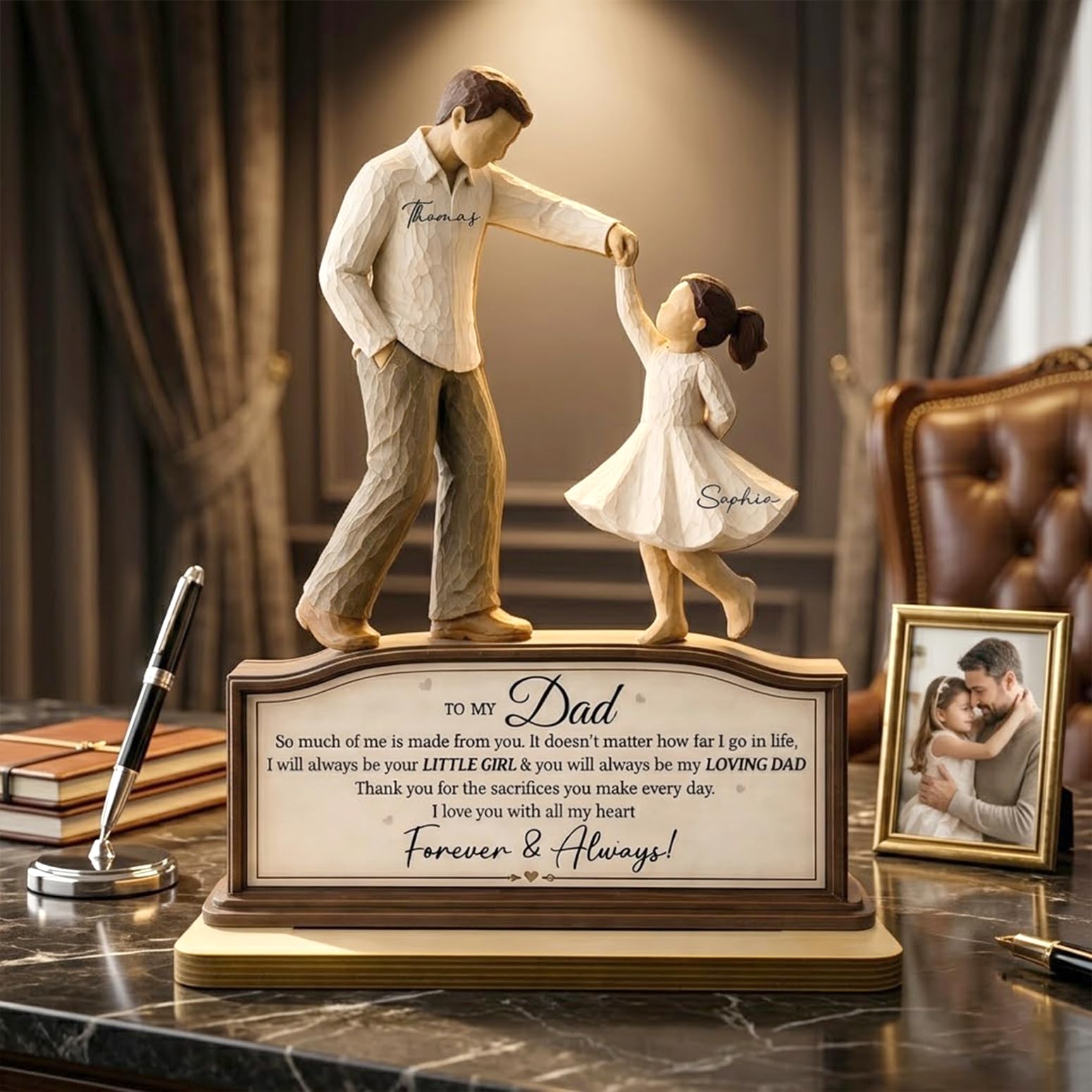 Personalized Fist Bump Dad and Kids Name Wooden Plaque, Custom Fathers Day Plaque for Dad Grandpa, Customized Sign Decorations for Daddy, Grandpa, Heartfelt Father's Day Birthday Gifts for Husband