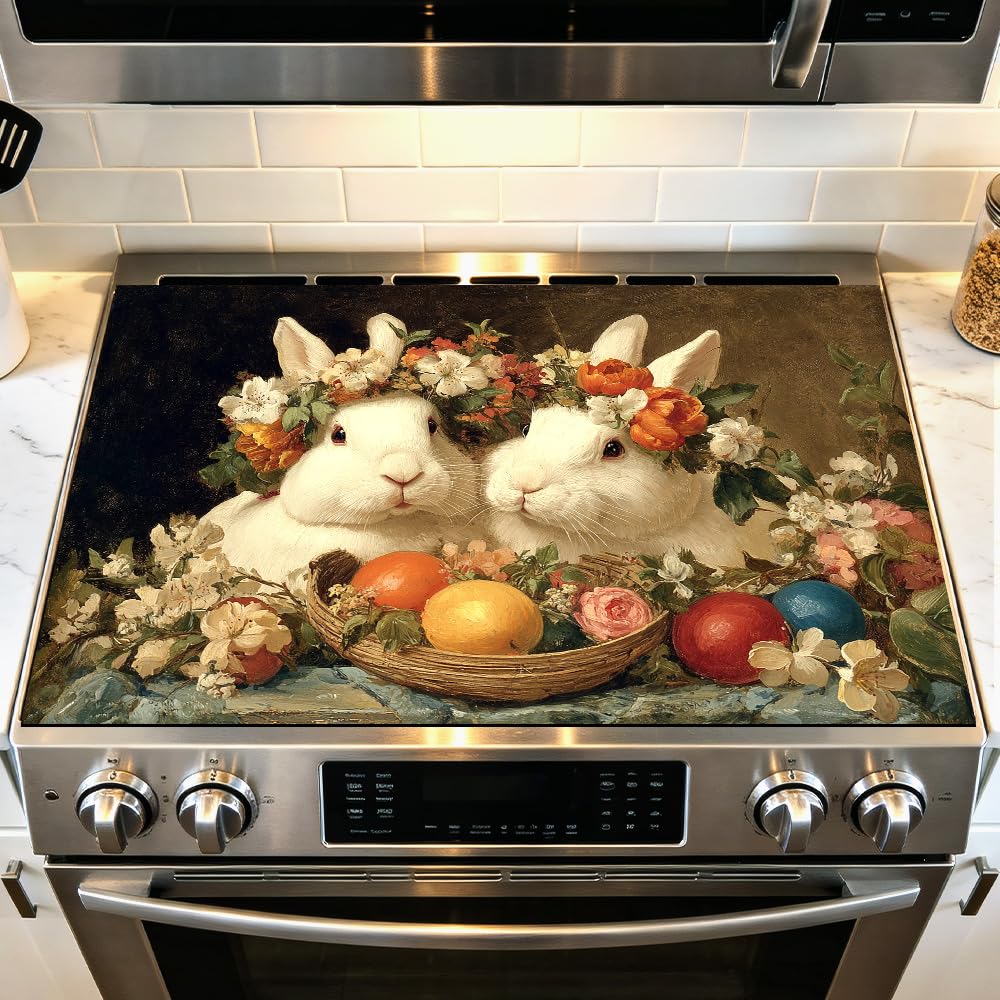 Stove Mat 28.35 x 20.47 Inch Christmas Fireplace and Tree Design Cozy Living Room Holiday Scene Decorative Kitchen Countertop Cover Reusable Flexible Mat for Gas Range Electric Stove Home Winter Décor