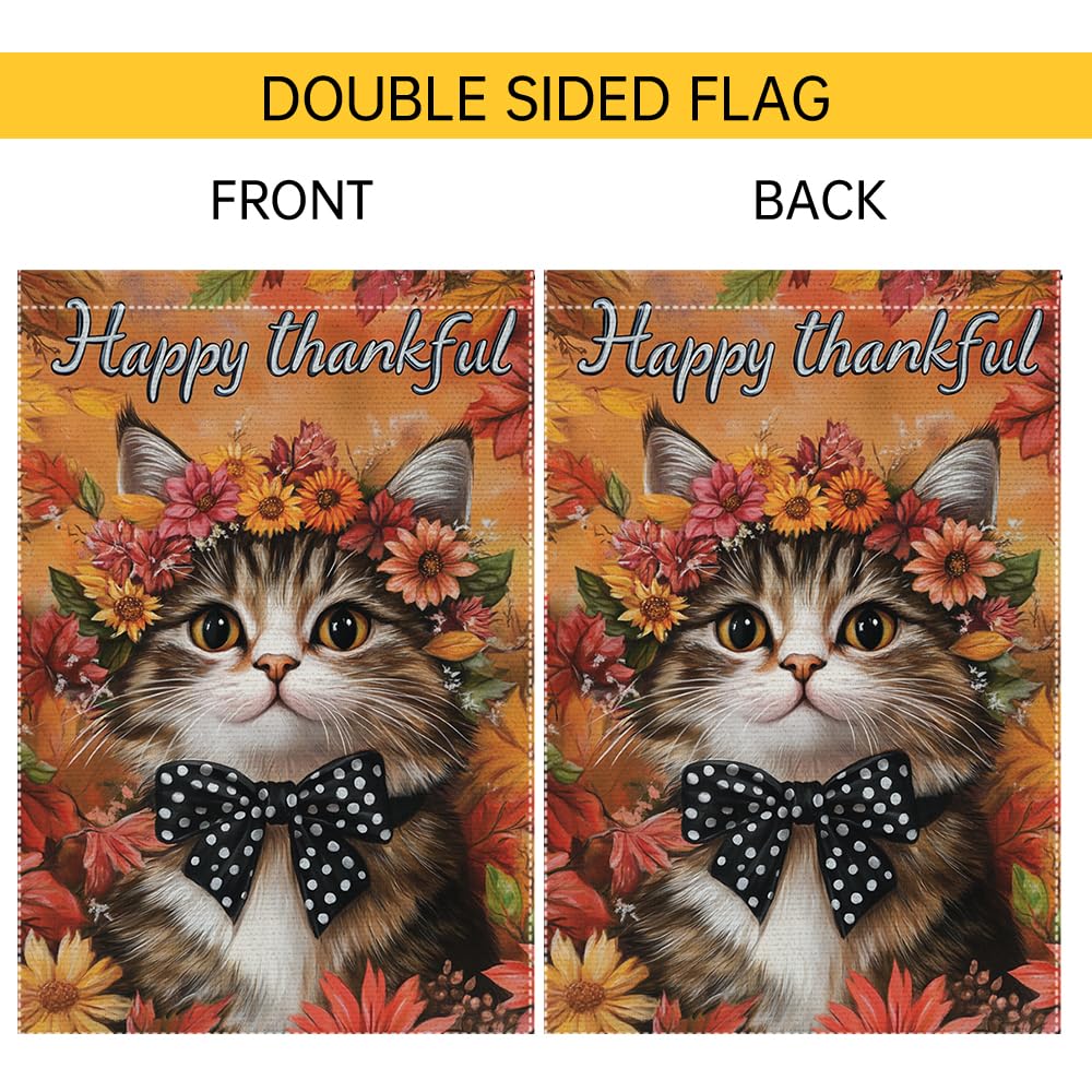 Hello Fall Garden Flag Cat Garden Flags 12x18 Inch Double Sided Vertical Autumn Farmhouse Home Decor Yard Lawn Outdoor Decorations