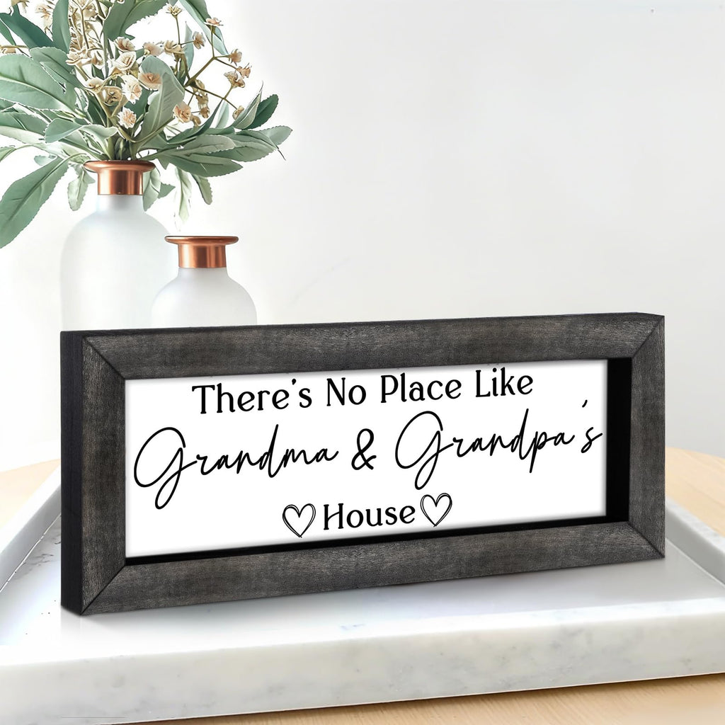 Yousoontic Grandparents Gift from Grandkids There's No Place Like Grandma & Grandpa's House Wooden Sign Farmhouse Home Decor for Birthday Christmas Thanksgiving Gift(Dark Brown,11.8 Inch)