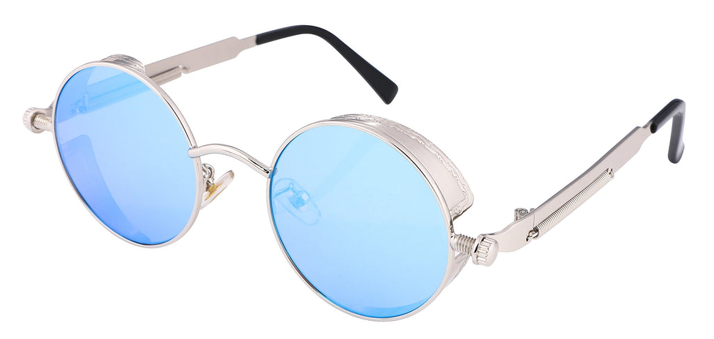 FEISEDY Retro Gothic Steampunk Sunglasses Round Metal Frame Punk Circle Inspired Shade Men B1857