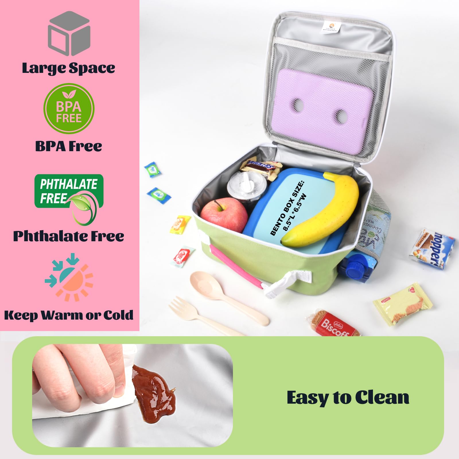 CaCTOUR Lunch Box Kids,Premium Insulated Lunchbox for Girls Boys,Soft Mini Cooler Bag Back to School Thermal Reusable Lunch Bag for Work School Picnic (Blue)